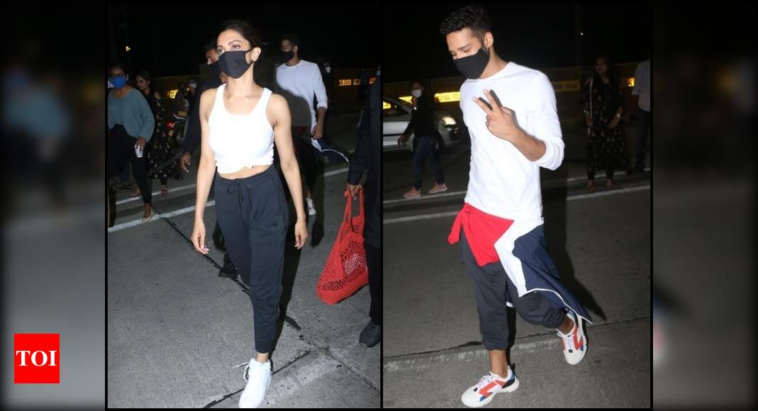 Deepika Padukone and Siddhant Chaturvedi get clicked while returning from Alibaug post their shoot; see photos – Times of India